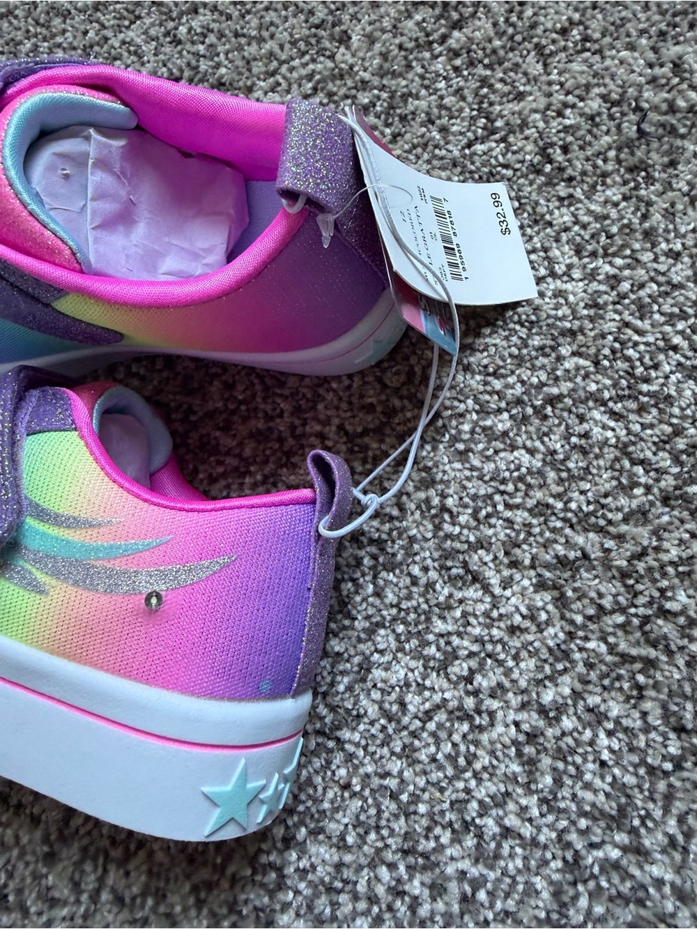 Skechers Crystal Stars Pink Purple Teal Light-Up Kids Sneakers - Picture 7 of 8